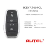Autel IKEYAT004CL Independent Universal Smart Remote Key 4 Buttons