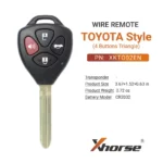 Xhorse VVDI Key Tool VVDI2 Wire Remote Key 3+1 Button Toyota Style XKTO02EN